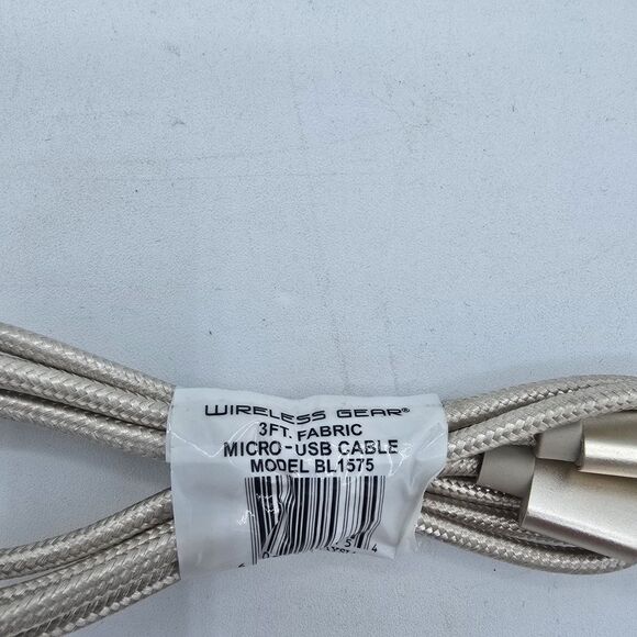 Wireless Gear 3FT Micro USB Fabric Cable - White Gold - Picture 2 of 4